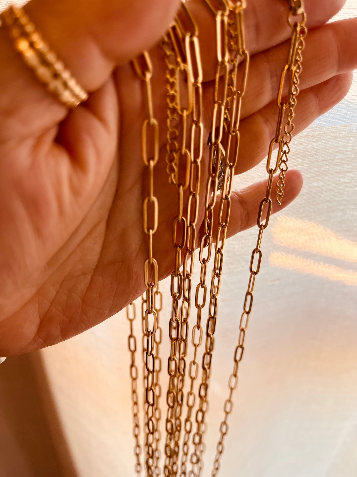 Golden Paperclip Layered Necklace – 30” Statement Chain