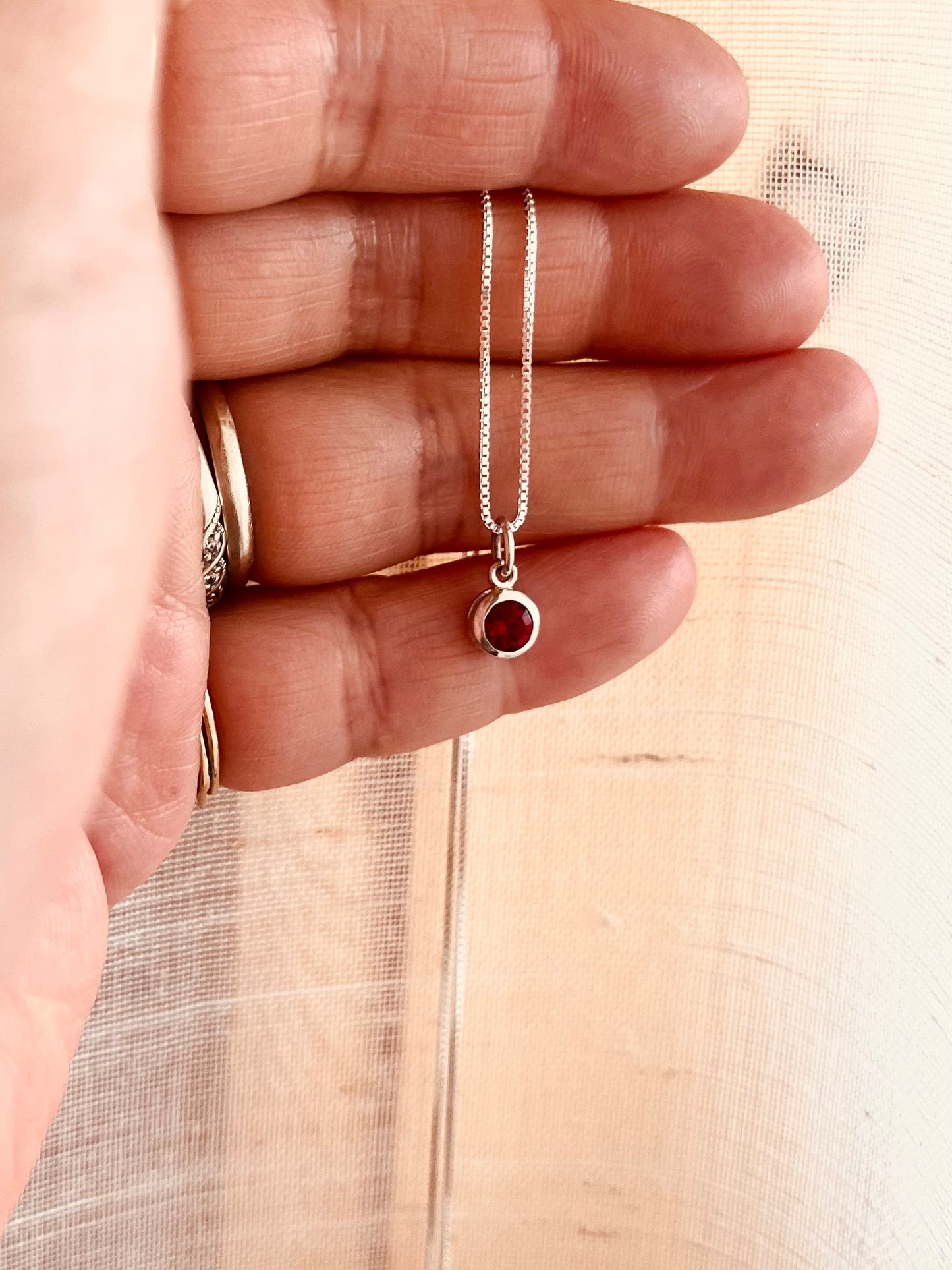 Sterling Silver Birthstone Necklace, Personalized Birthstone Pendant, Minimalist Everyday Necklace, Birthday Gift for Her