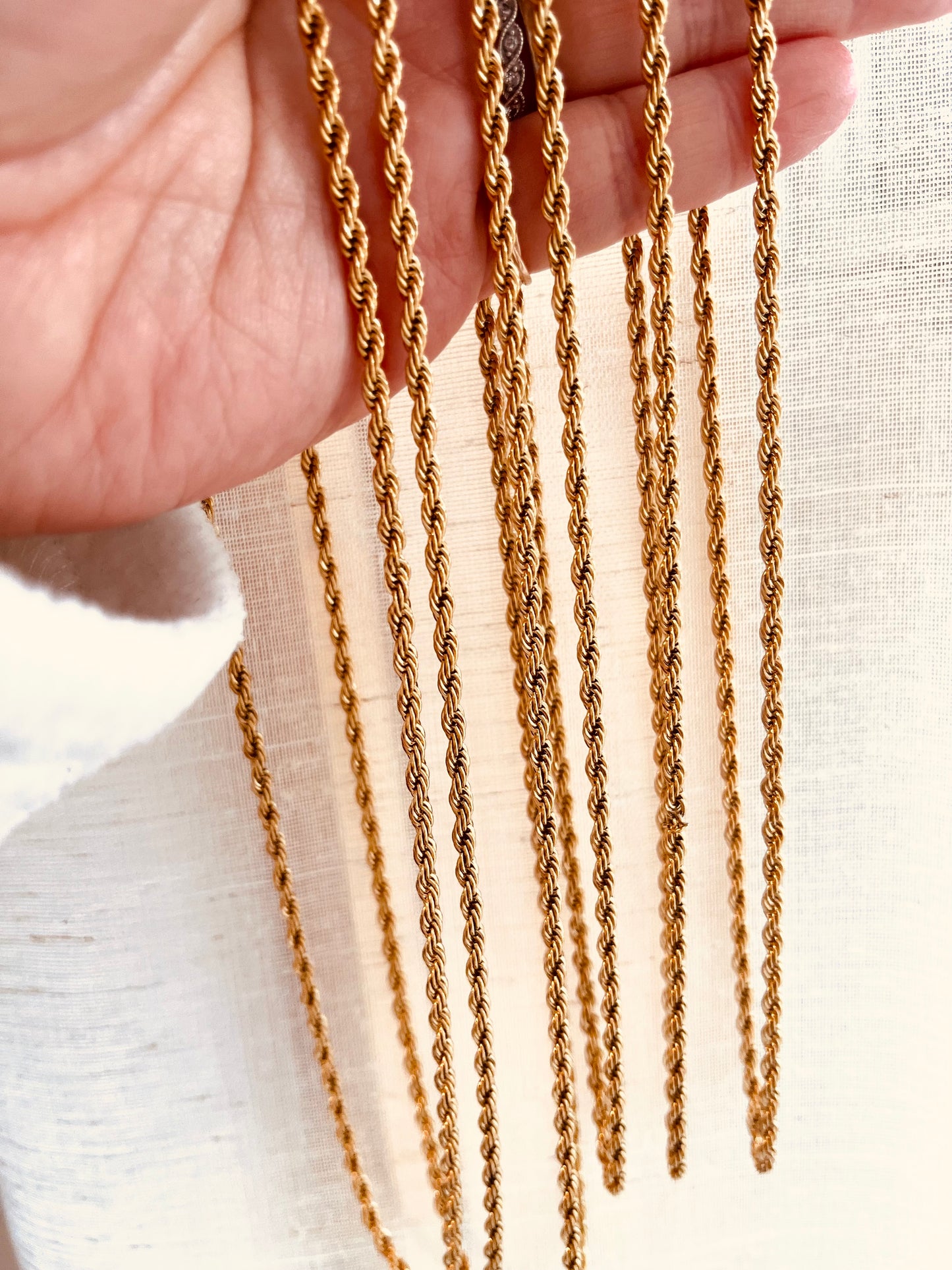 Gold Rope Chain Necklace 3mm – Waterproof Tarnish Resistant Twist Chain