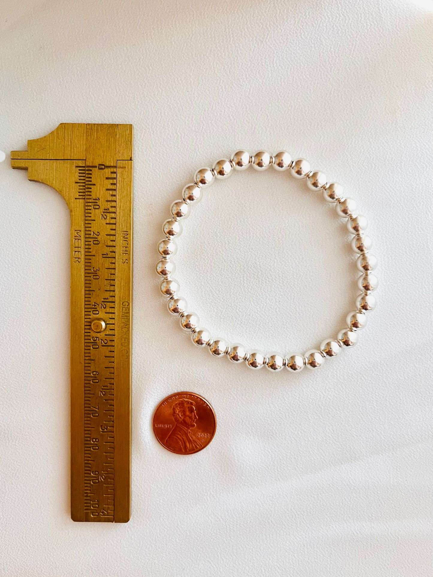 6mm Sterling Silver Beaded Stretch Bracelet – Stackable Everyday Jewelry