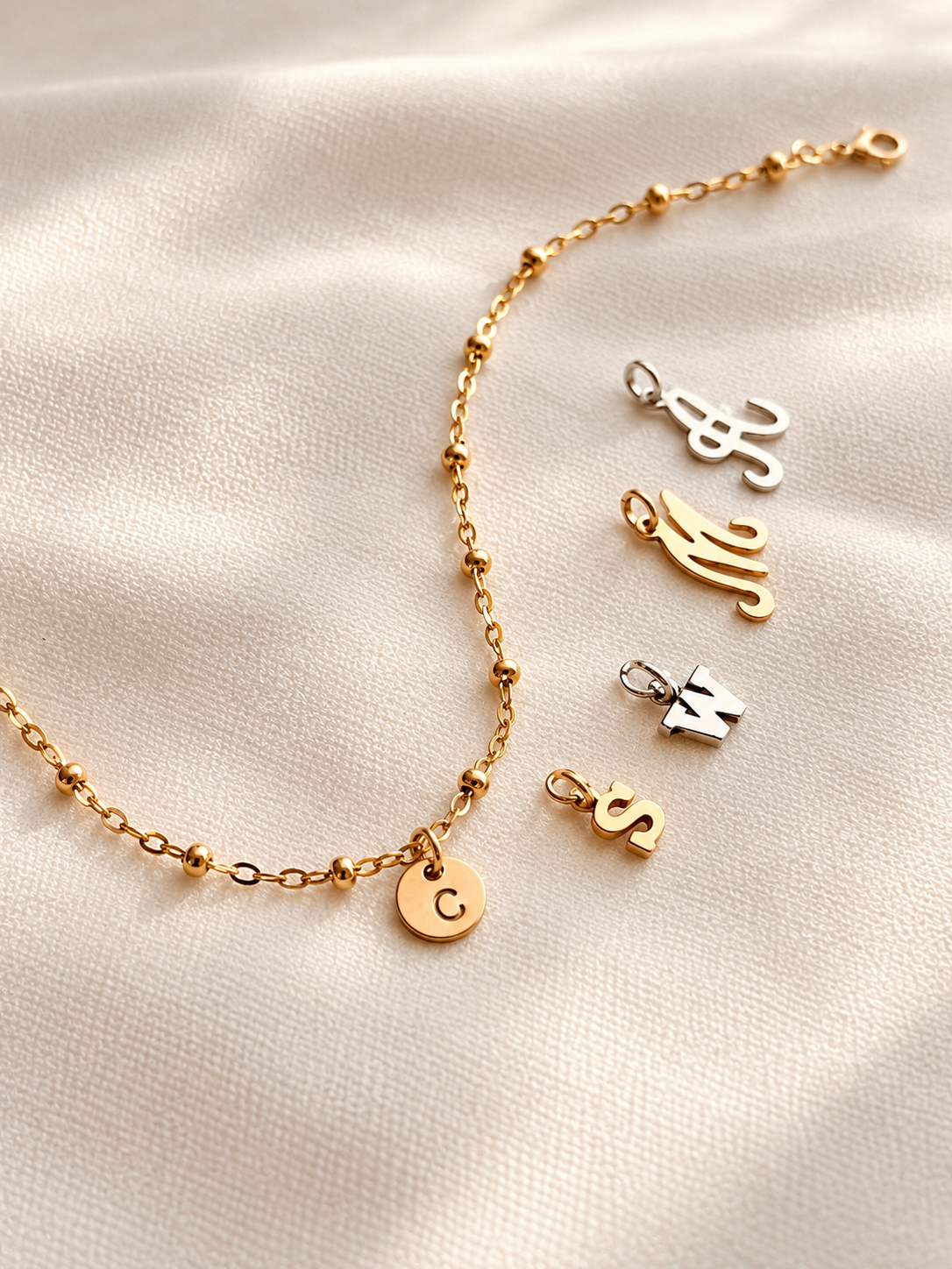14K Gold Filled Script Initial Charm | Personalized Letter Pendant | Add-On Charm