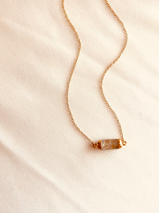 Rutilated Quartz Gem Necklace, Minimalist Gemstone Necklace, Gift for Her