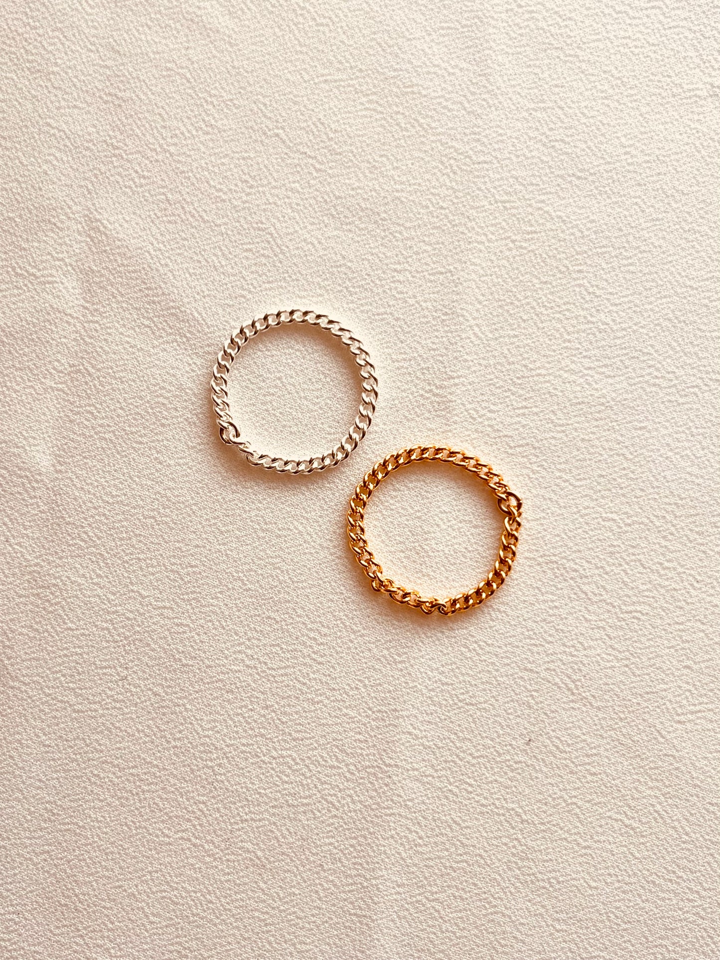 Custom Fit Chain Ring | 14K Gold Filled & Sterling Silver | Stackable Minimalist Ring | Unisex | Mix Metal