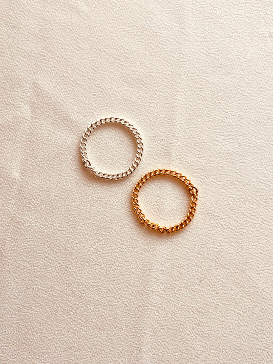 Custom Fit Chain Ring | 14K Gold Filled & Sterling Silver | Stackable Minimalist Ring | Unisex | Mix Metal