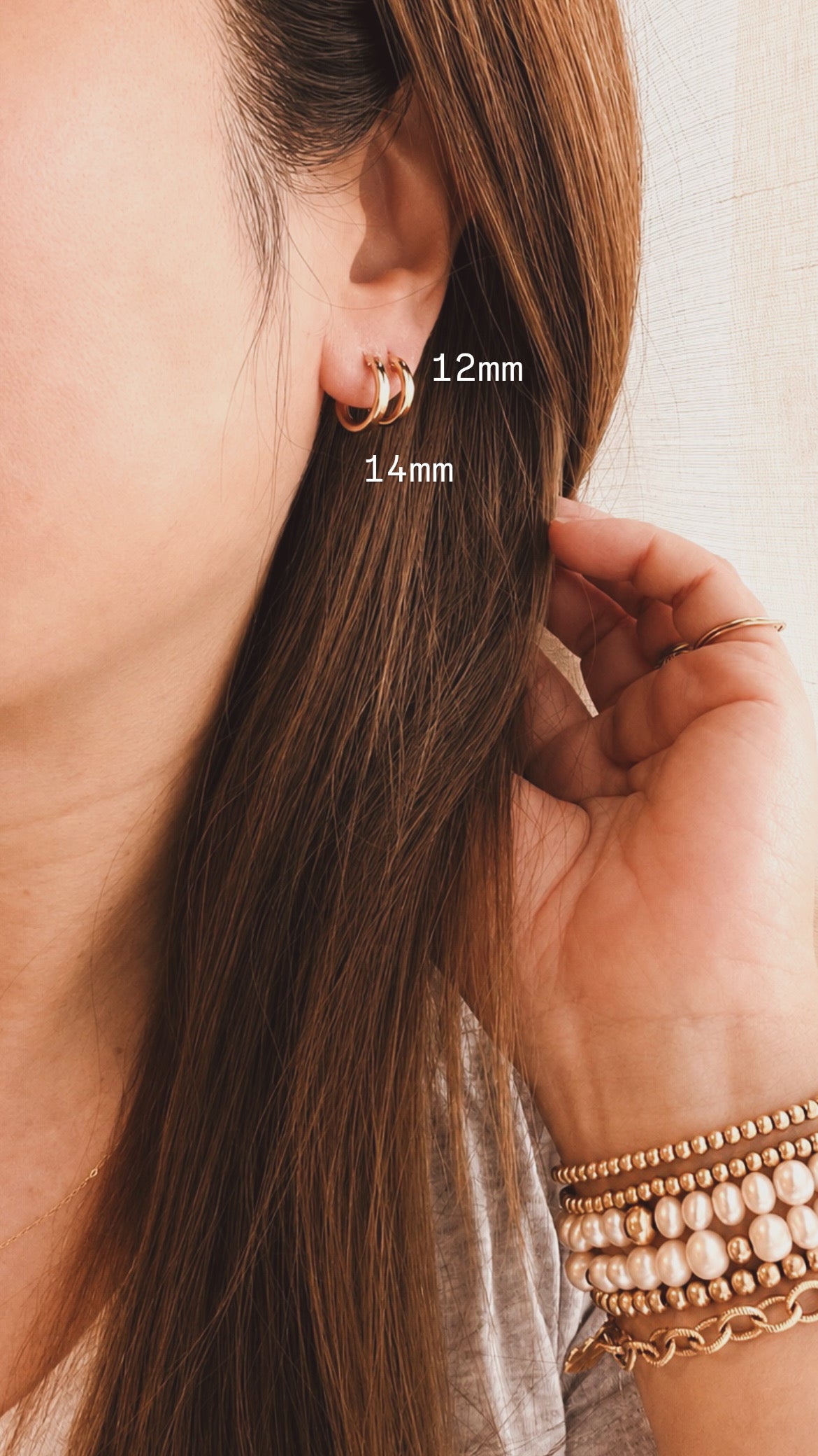 14K Gold Filled Hoop Earrings | Waterproof Customizable Charm Hoops