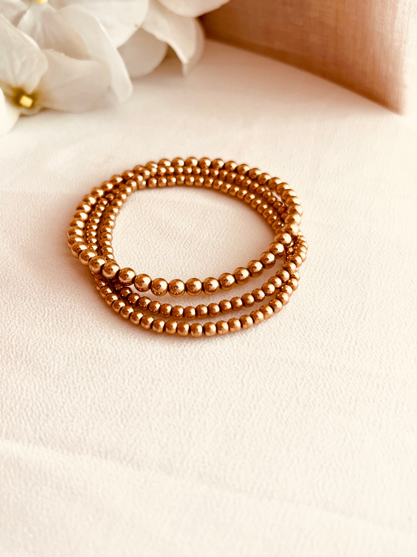 Waterproof Gold Beaded Bracelet – Stackable Everyday 24/7 Jewelry