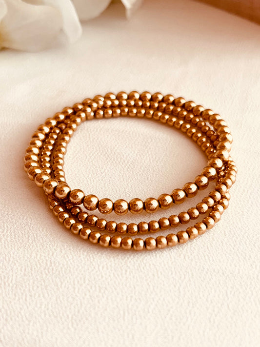 14K Gold Filled Beaded Bracelet | Waterproof Stretch Bracelet