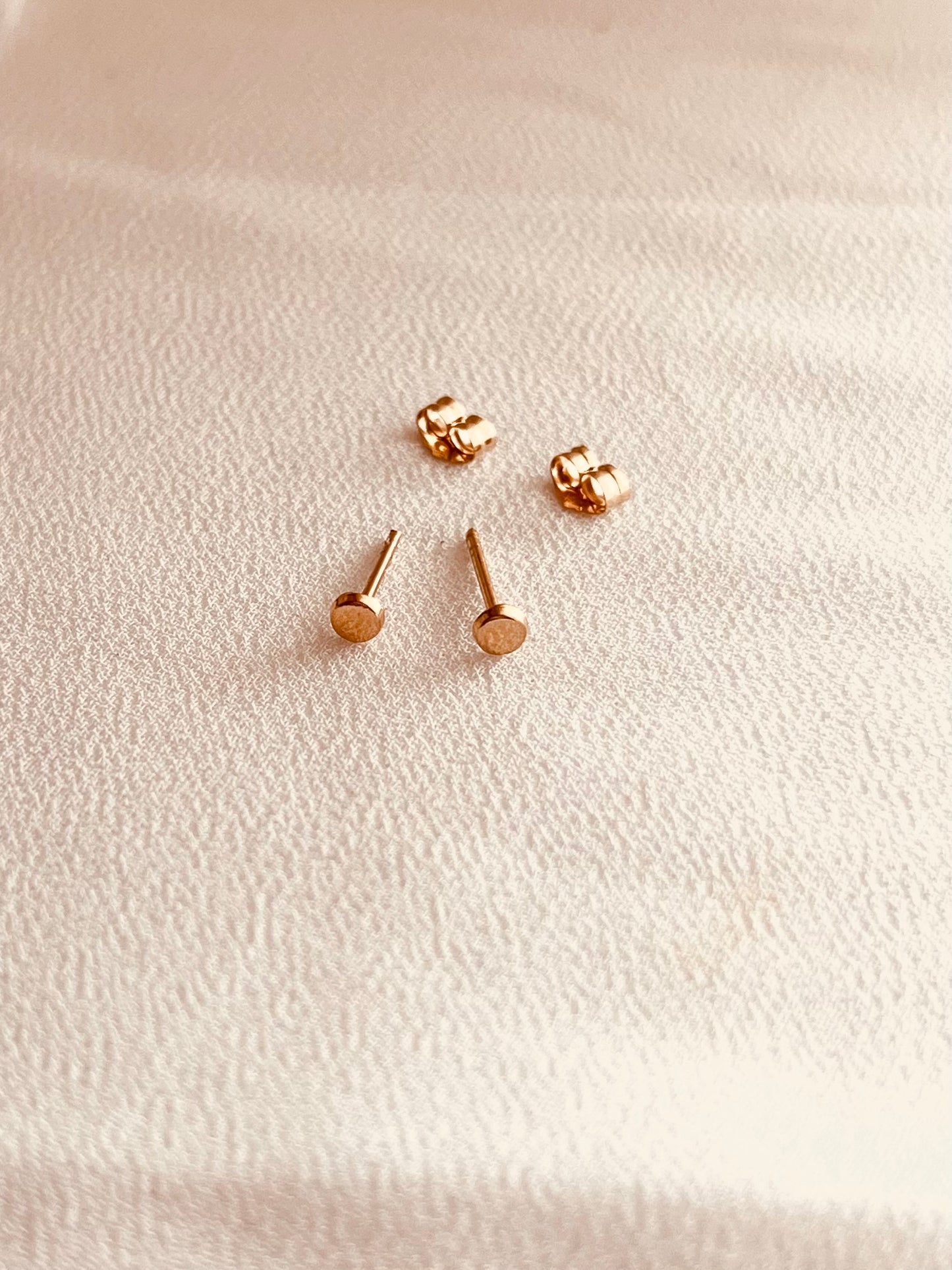 14K Solid Gold Dot Stud Earrings, Tiny Gold Studs, Minimalist Everyday Earrings, Dainty Flat Disc Studs, Gift for Her