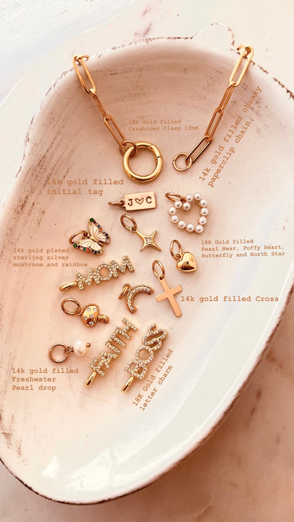 Gold Filled Initial Tag Charms