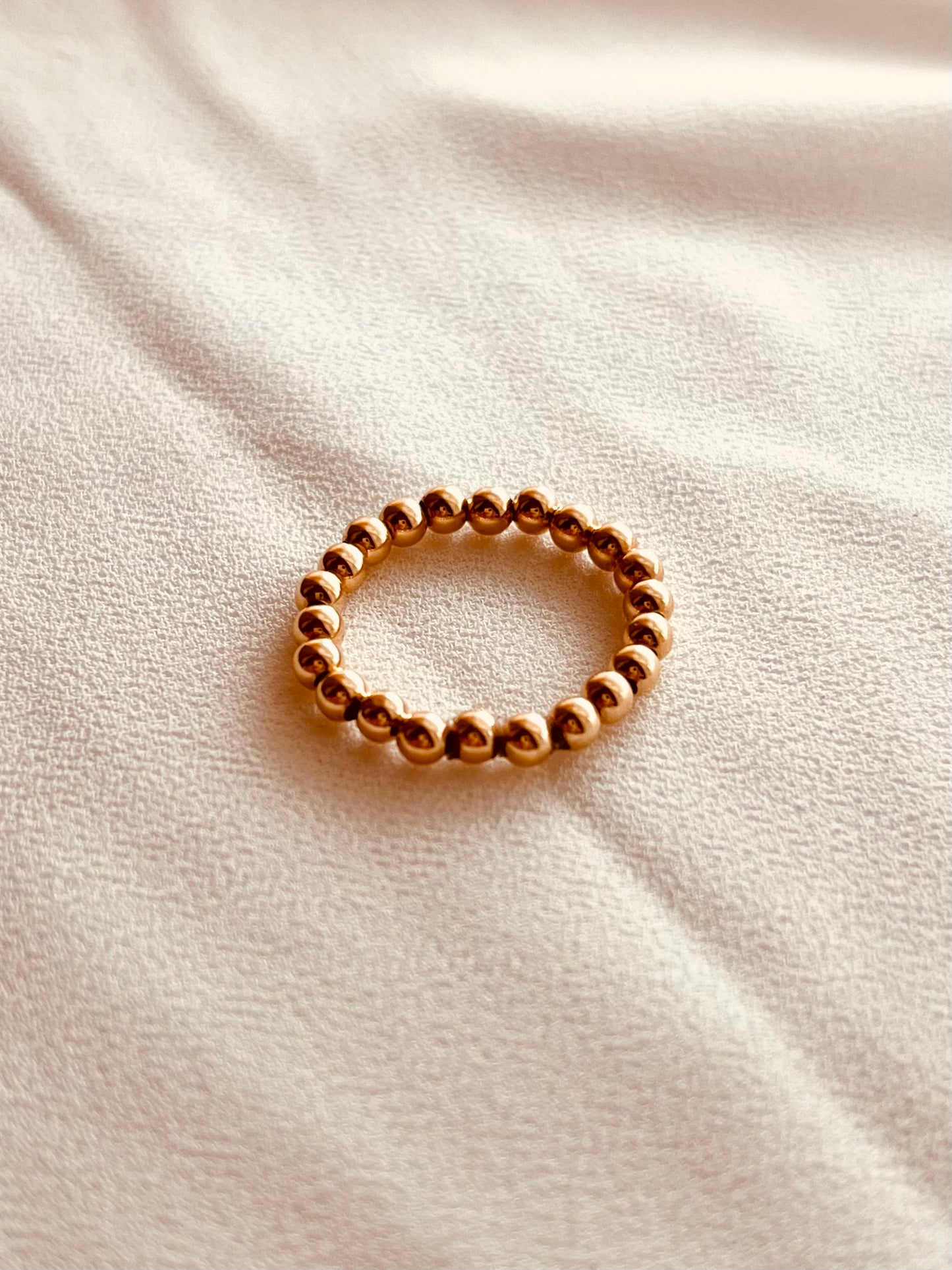 14K Gold Filled 3mm Beaded Stretch Ring | Custom Fit Ring