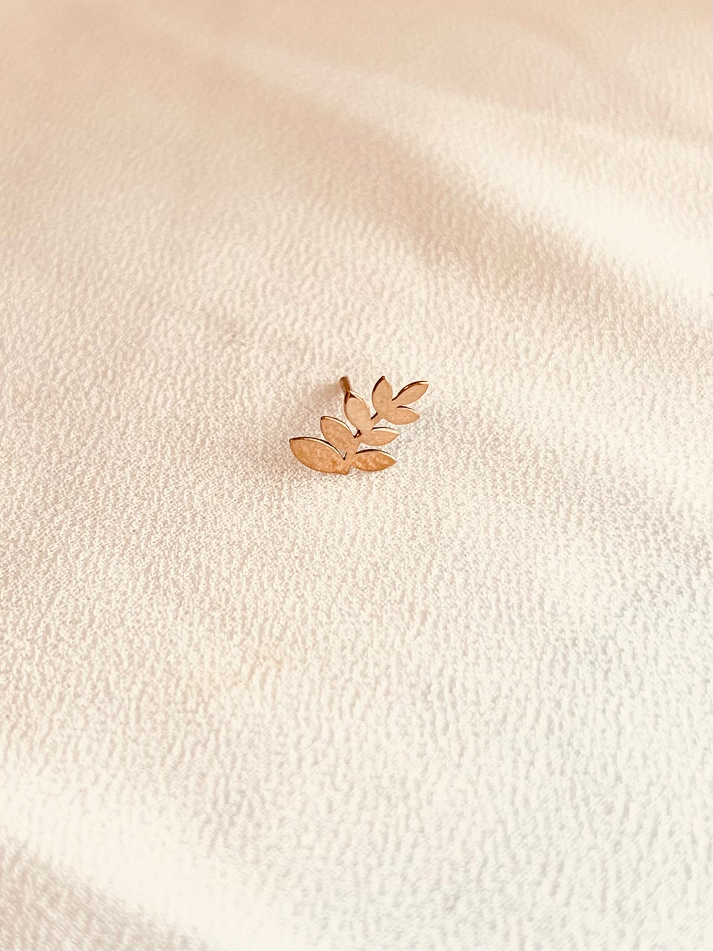 14K Gold Leaf Stud Earring