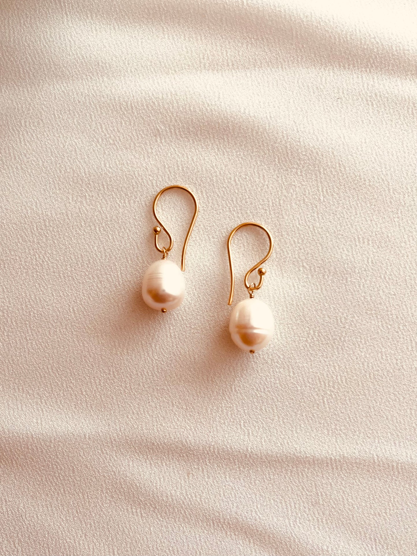 Classic Freshwater Pearl Earrings | Waterproof Gold Filled Jewelry