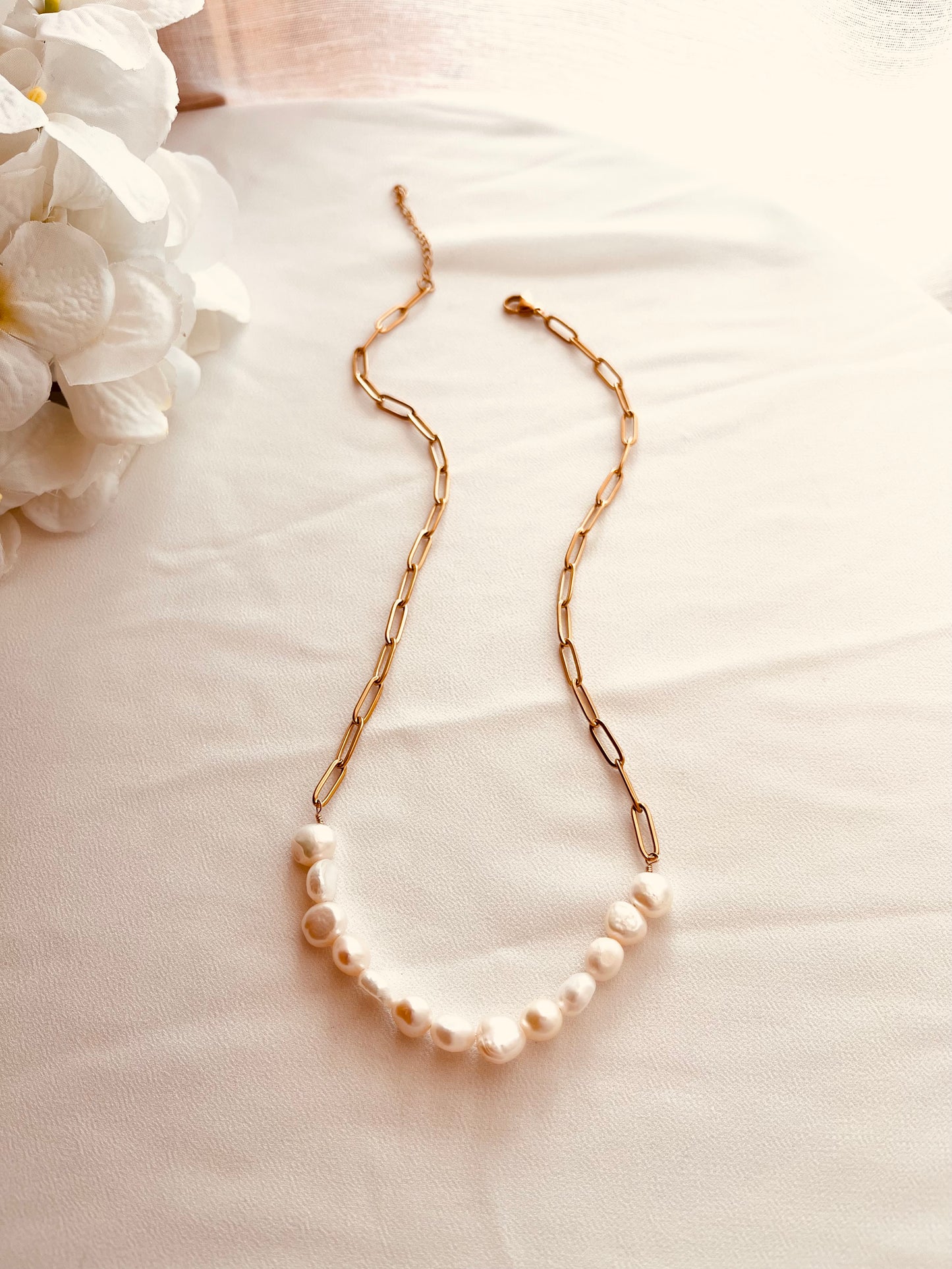 Chunky Pearl Necklace – Rustic Freshwater Pearl Necklace for Everyday Wear