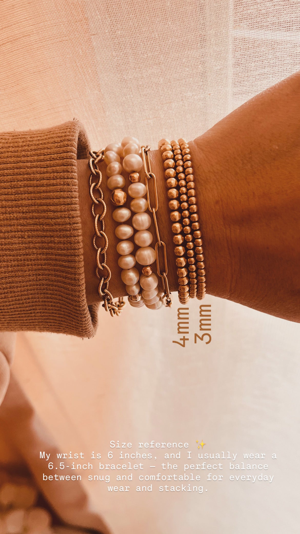 Waterproof Gold Beaded Bracelet – Stackable Everyday 24/7 Jewelry