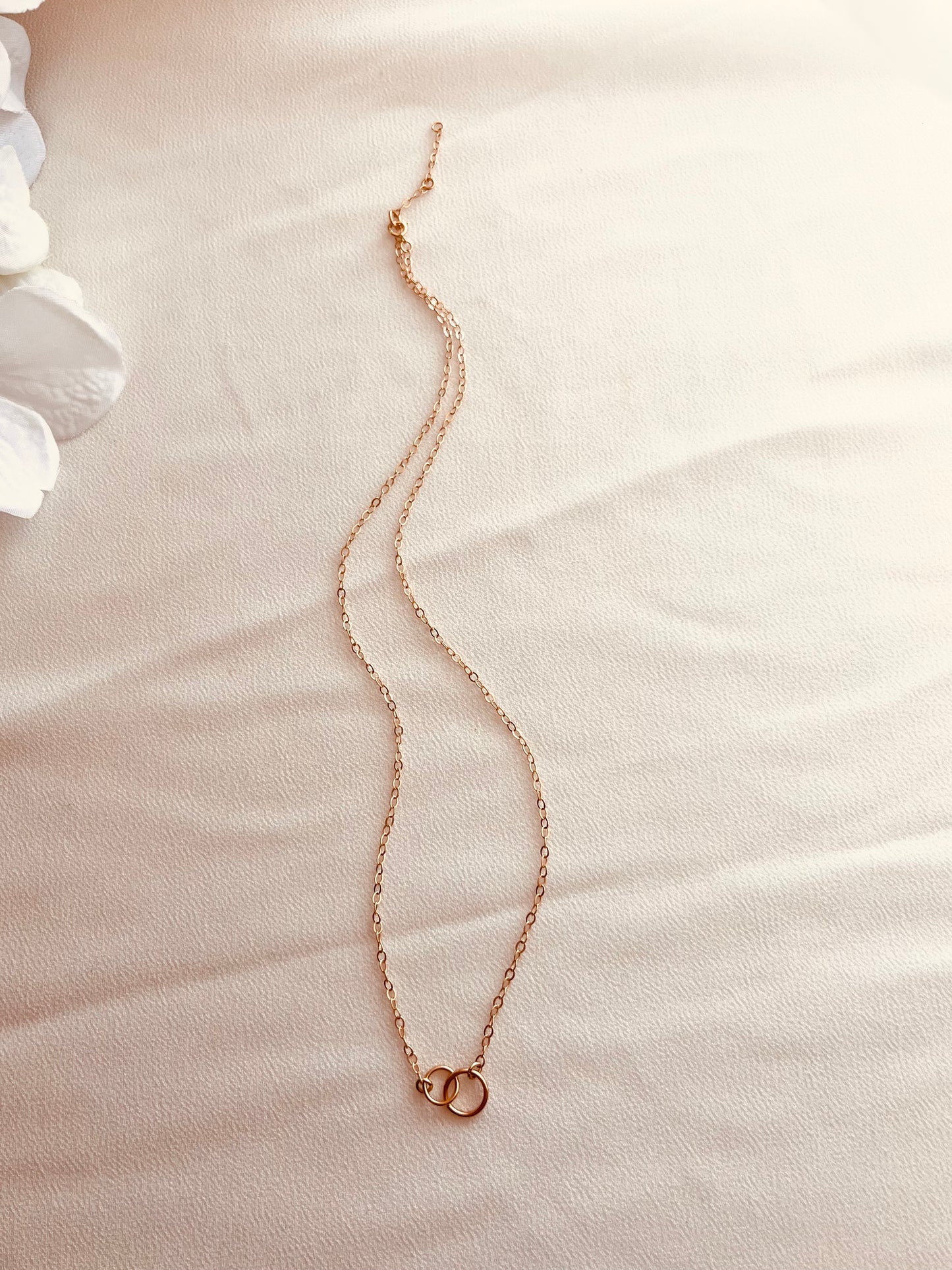 14K Solid Gold Connected Links Choker Necklace, Minimalist Jewelry, Meaningful Gift for Her