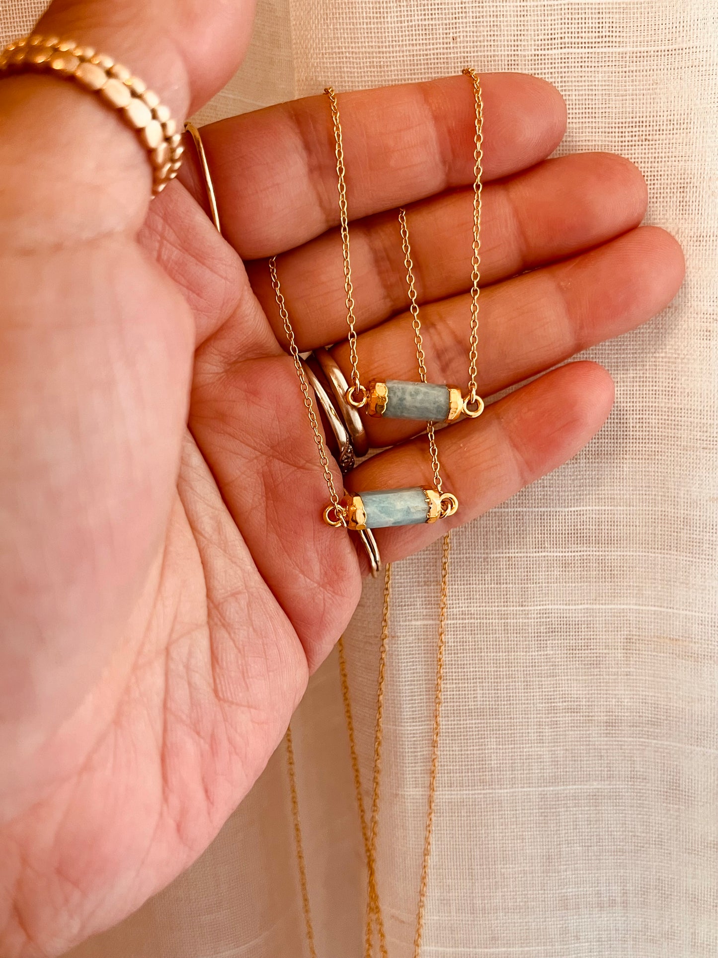 Amazonite Bar Necklace, Minimalist Amazonite Necklace, Natural Gemstone Jewelry, Gift for Her