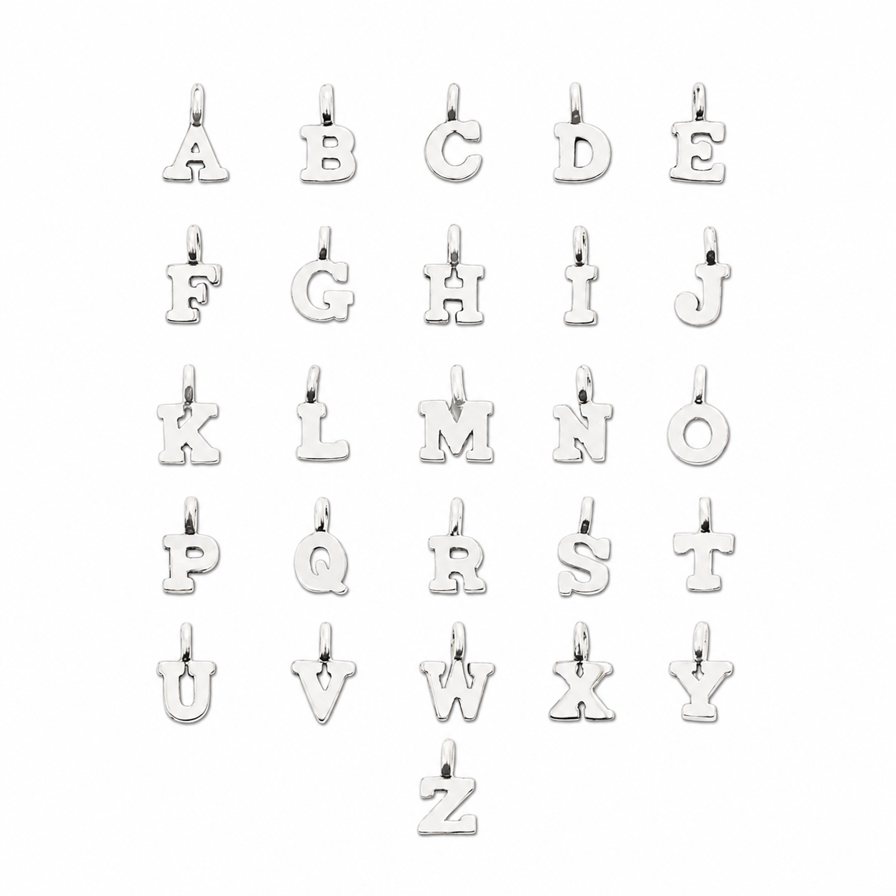 Alphabet Letter Charm | Initial Pendant | Sterling Silver | Add-On Charm