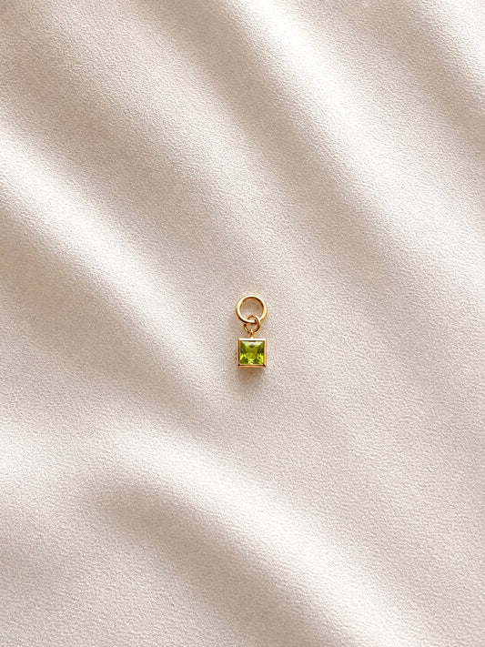 Tiny Peridot Charm | August Birthstone CZ Charm | 14K Gold Filled | Add-On Pendant for Necklaces & Hoop Earrings