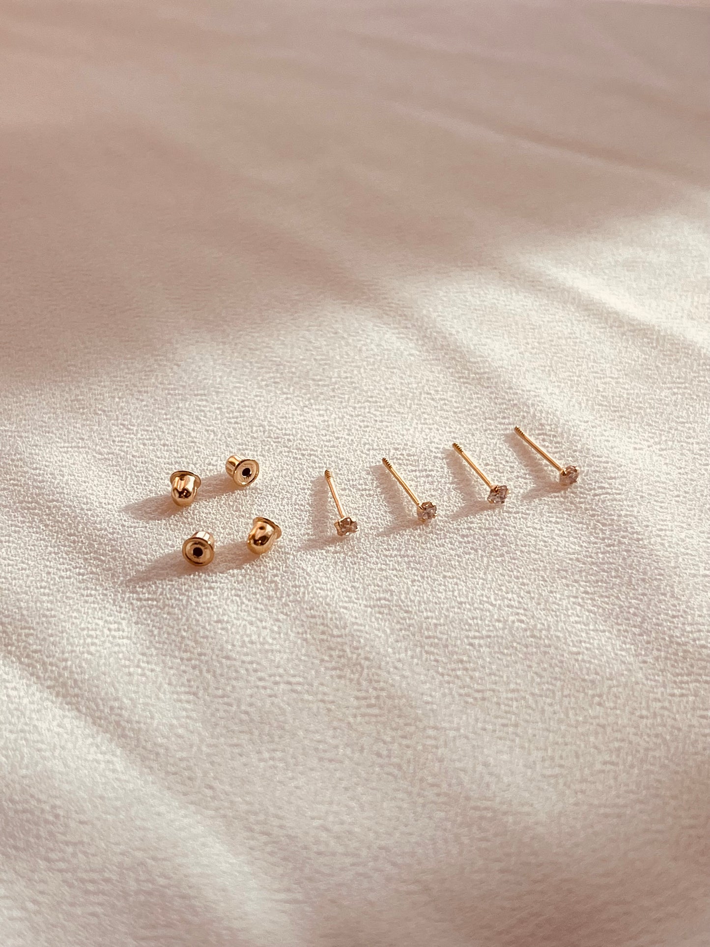 14k solid gold earrings, tiny gold studs, 2mm CZ studs, screw back earrings, minimal earrings, everyday earrings, small gold earrings, girls earrings, kids earrings, sleeper earrings, dainty gold studs, hypoallergenic earrings, stacking earrings, minimalist jewelry, timeless earrings
