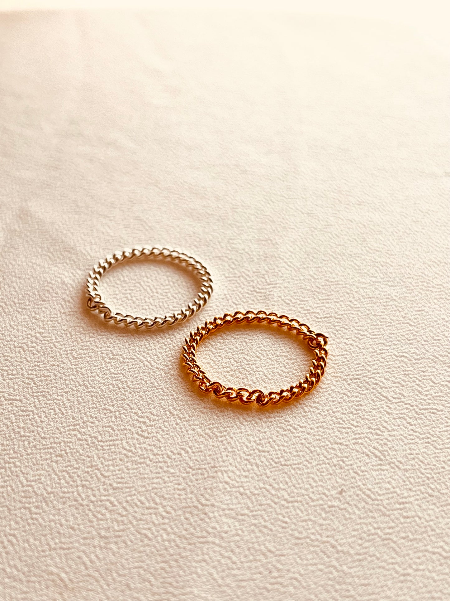 Custom Fit Chain Ring | 14K Gold Filled & Sterling Silver | Stackable Minimalist Ring | Unisex | Mix Metal