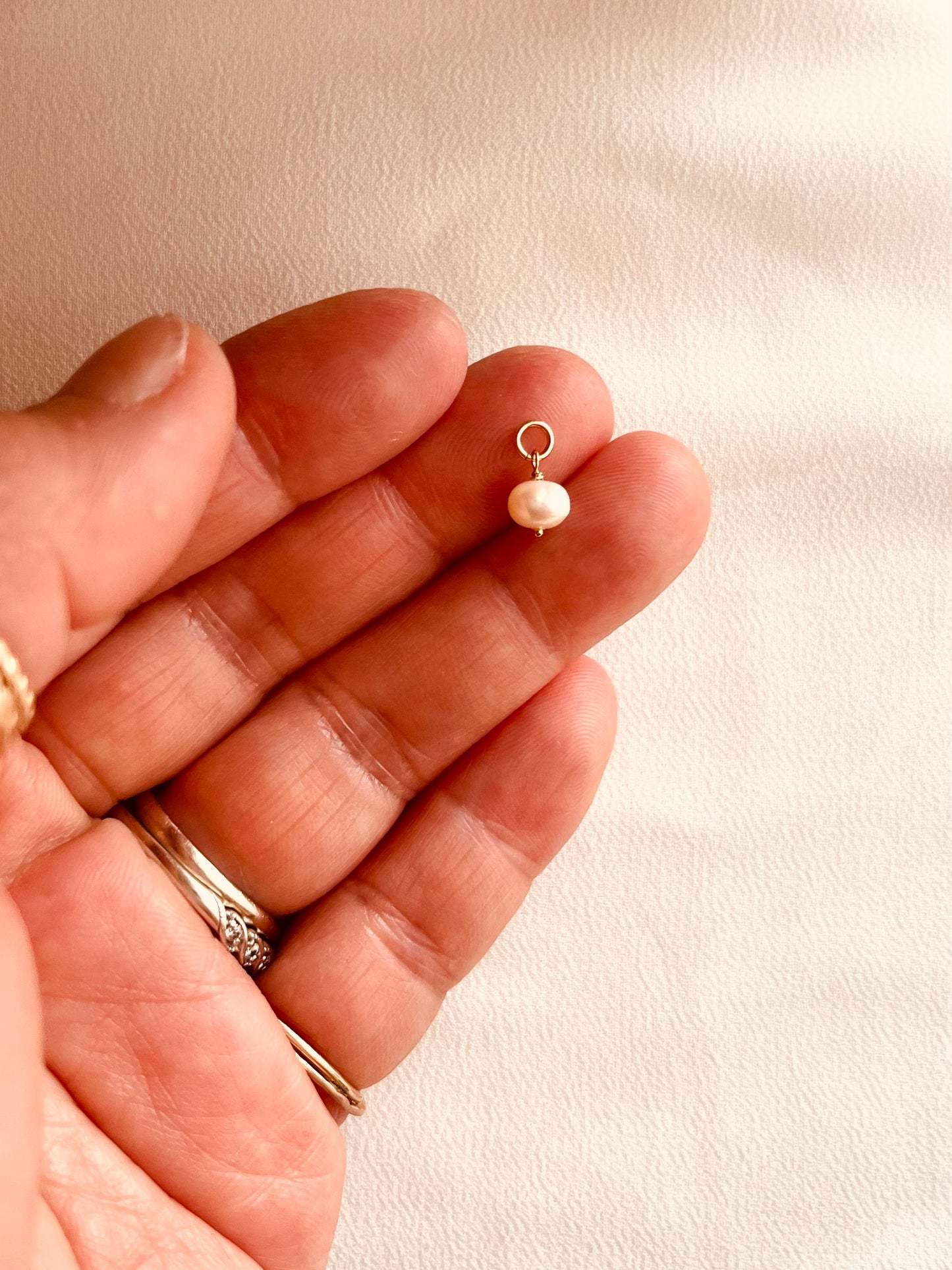 Tiny Freshwater Pearl Charm | Dainty Pearl Charm for Bracelet or Necklace