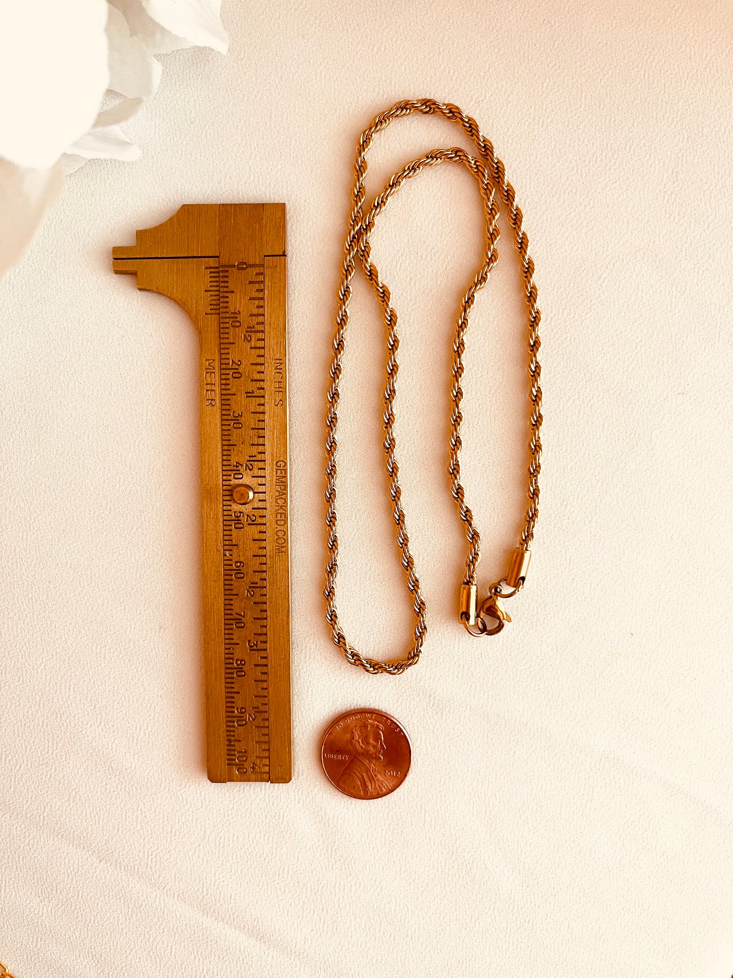 Gold Rope Chain Necklace 3mm – Waterproof Tarnish Resistant Twist Chain