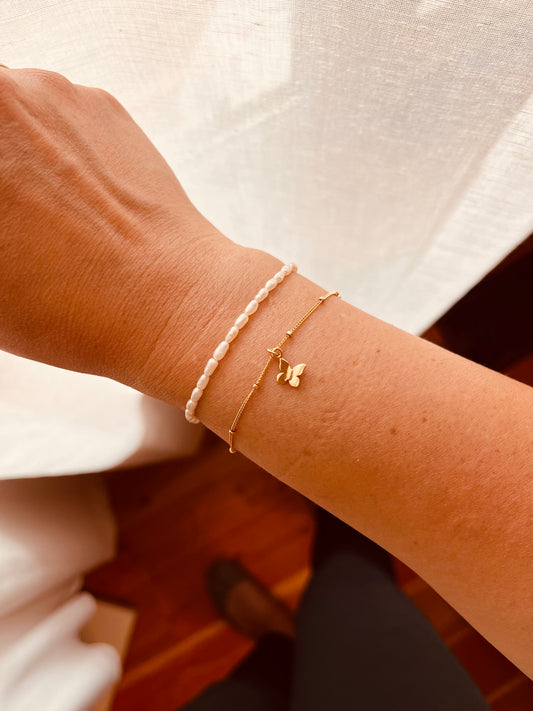 Butterfly Bracelet | 14k Gold Filled or Sterling Silver Butterfly Charm Bracelet | Custom Fit Bracelet | Handmade Jewelry | Waterproof Gift for Her