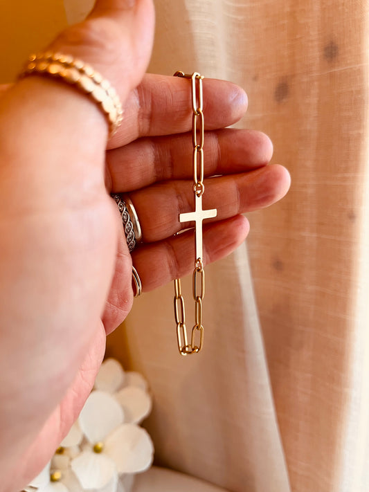 14K Gold Filled Faith Cross Chain Bracelet