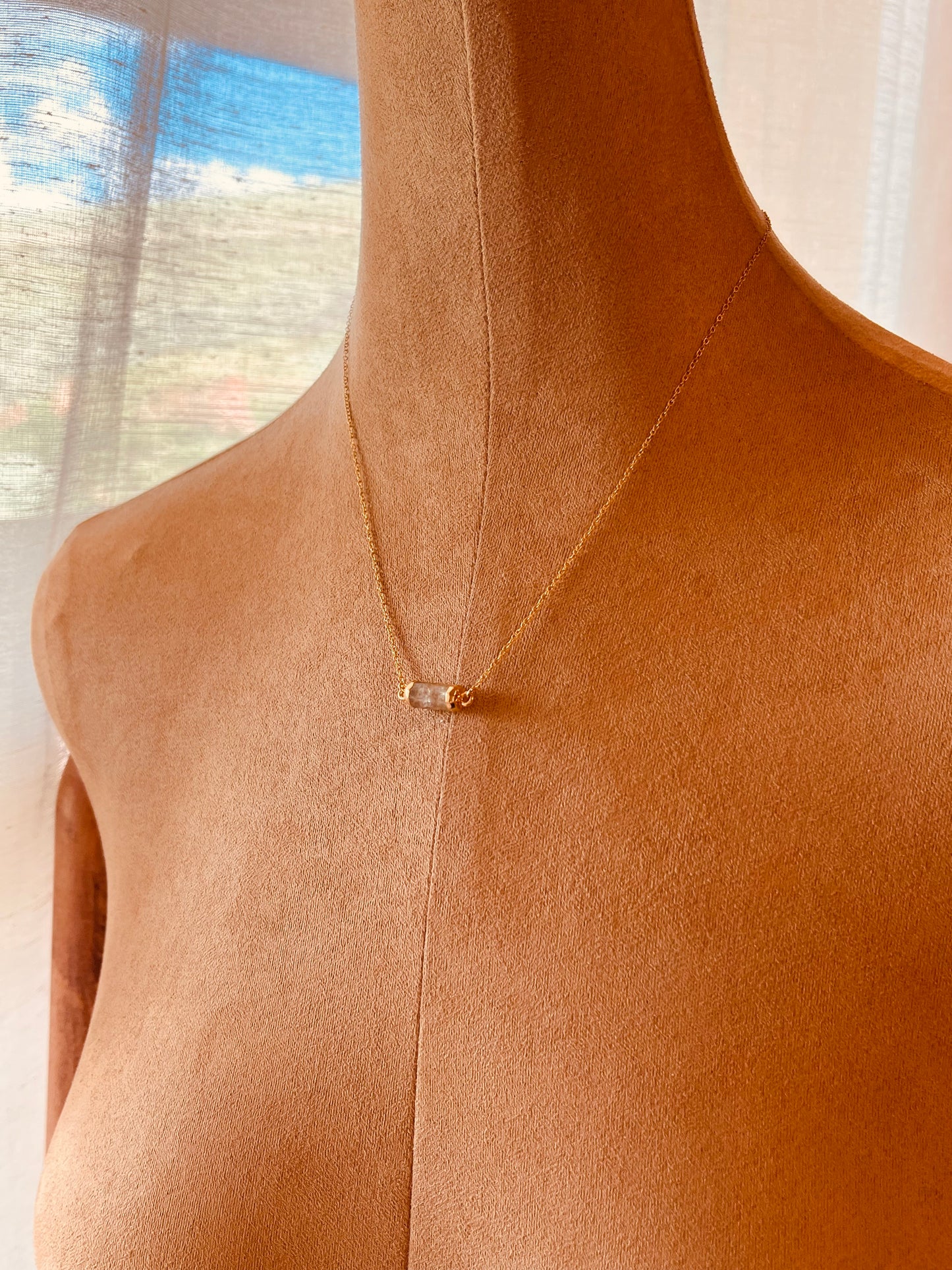 Rutilated Quartz Gem Necklace, Minimalist Gemstone Necklace, Gift for Her