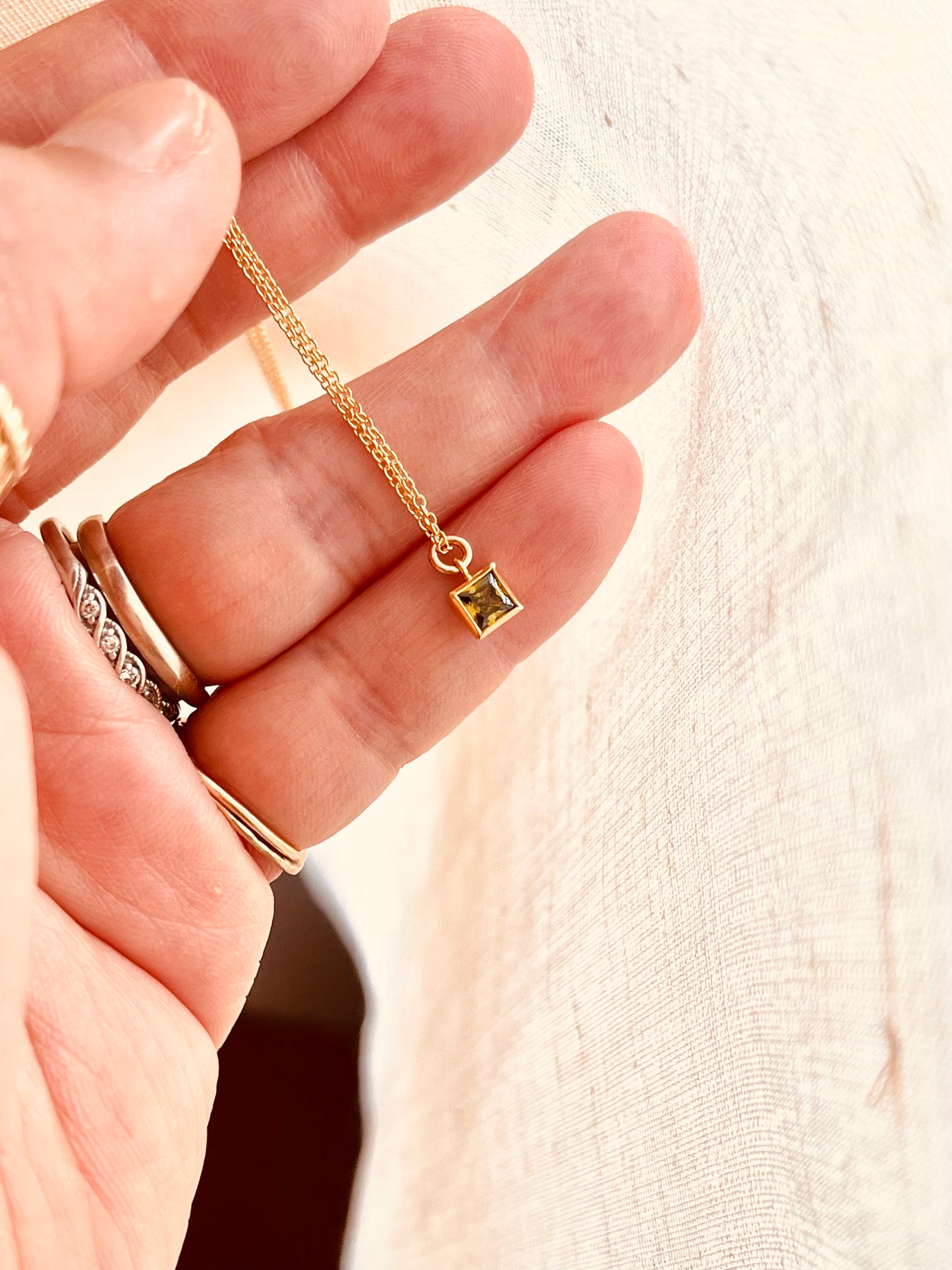 Tiny Peridot Necklace | August Birthstone | 14K Gold Filled Jewelry