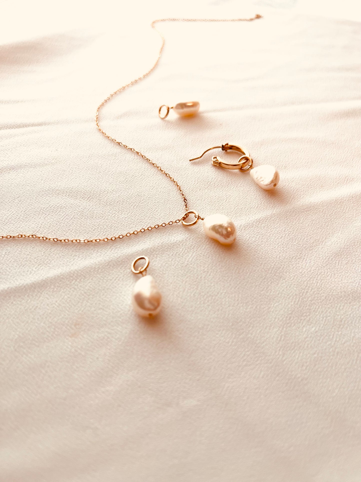 Freshwater Pearl Charm Add-On | Baroque Pearl Necklace & Hoop Earring Charm | 14K Gold Filled or Sterling Silver