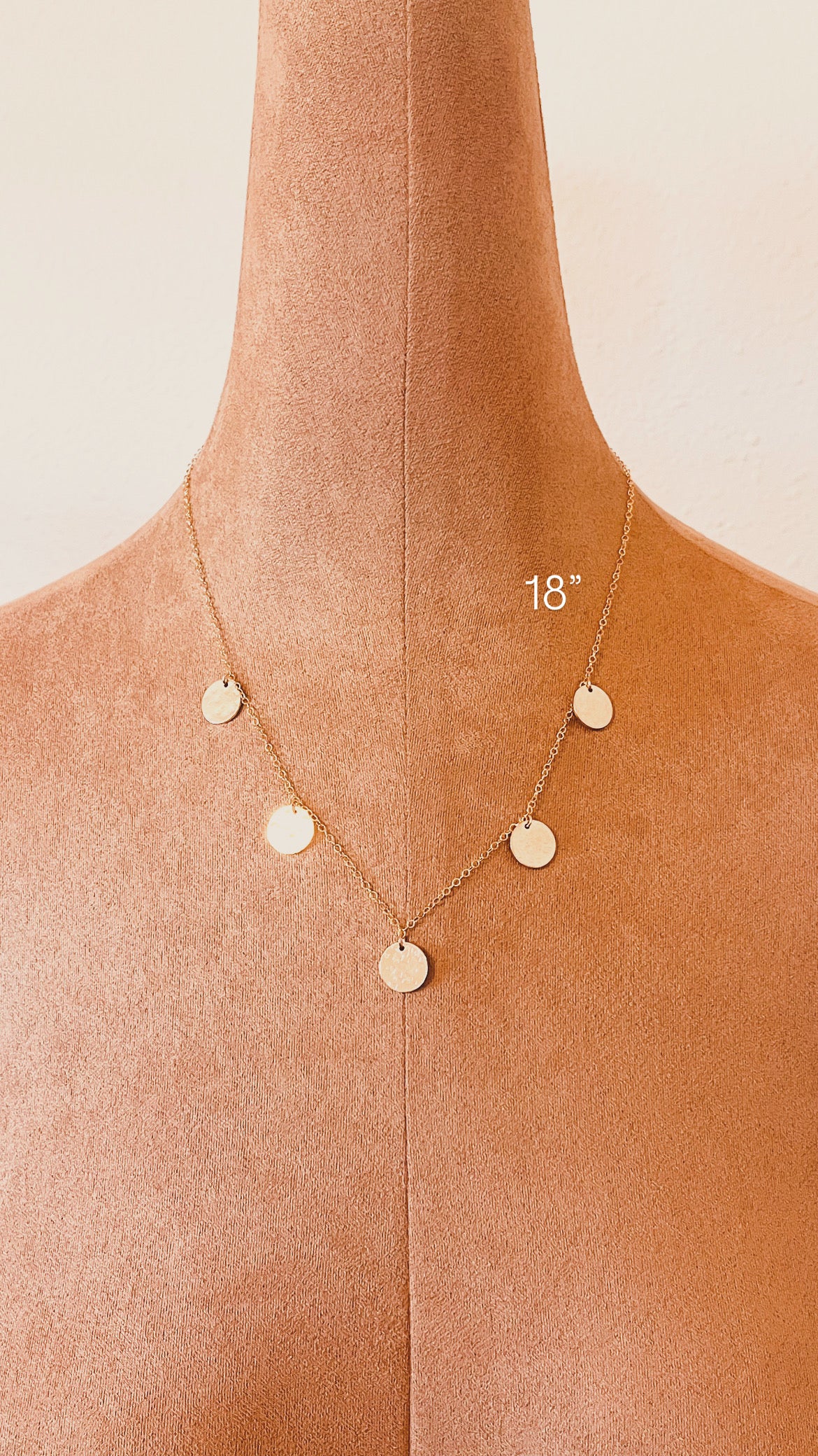 five coin necklace, gold disc necklace, minimal necklace, everyday jewelry, office jewelry, layering necklace, gold filled necklace, handmade necklace, dainty necklace, waterproof jewelry, timeless gift, simple gold necklace