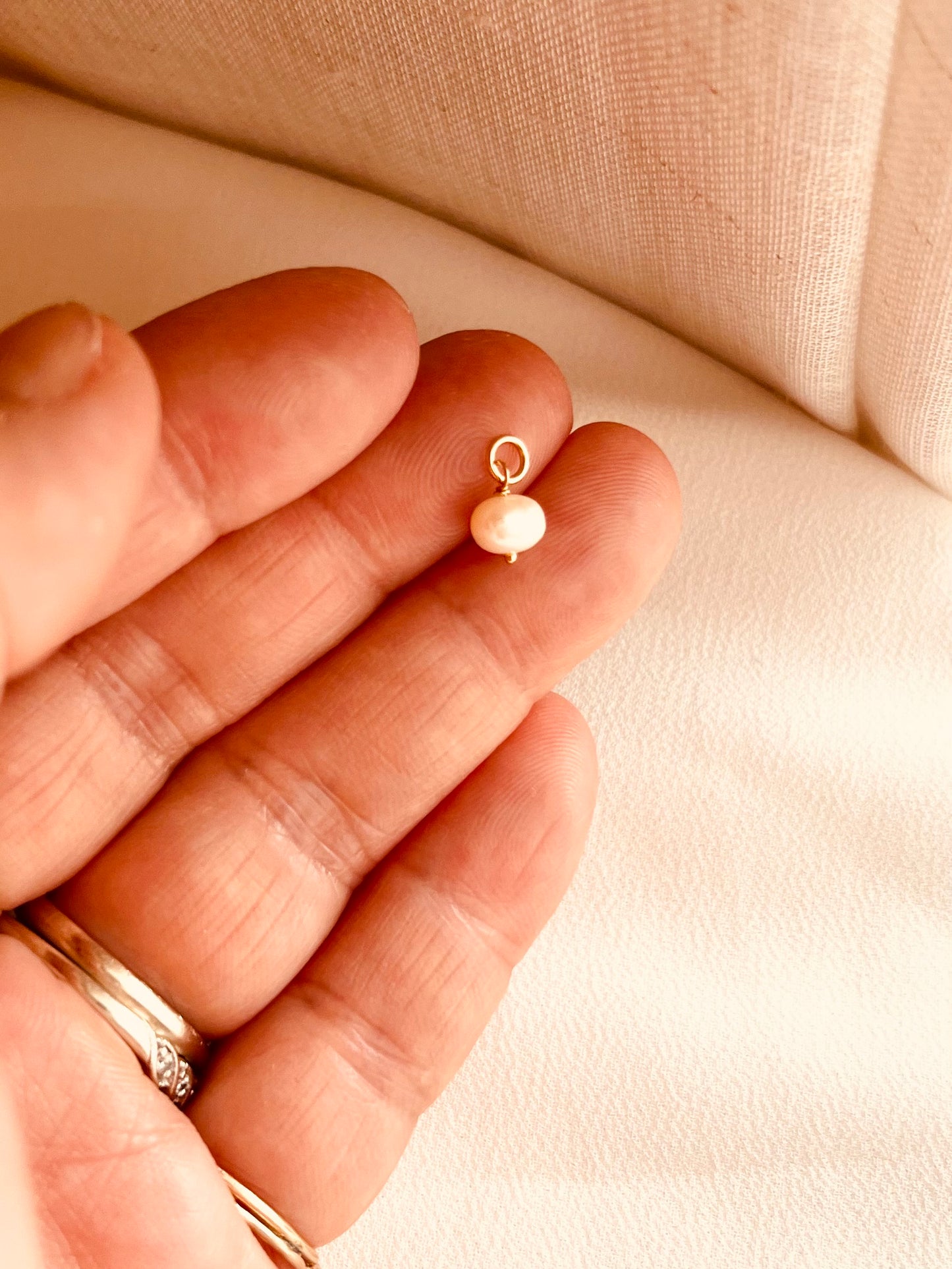 Tiny Freshwater Pearl Charm | Dainty Pearl Charm for Bracelet or Necklace