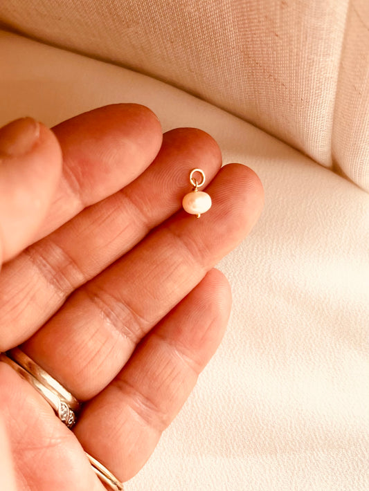 Tiny Freshwater Pearl Charm | Dainty Pearl Charm for Bracelet or Necklace