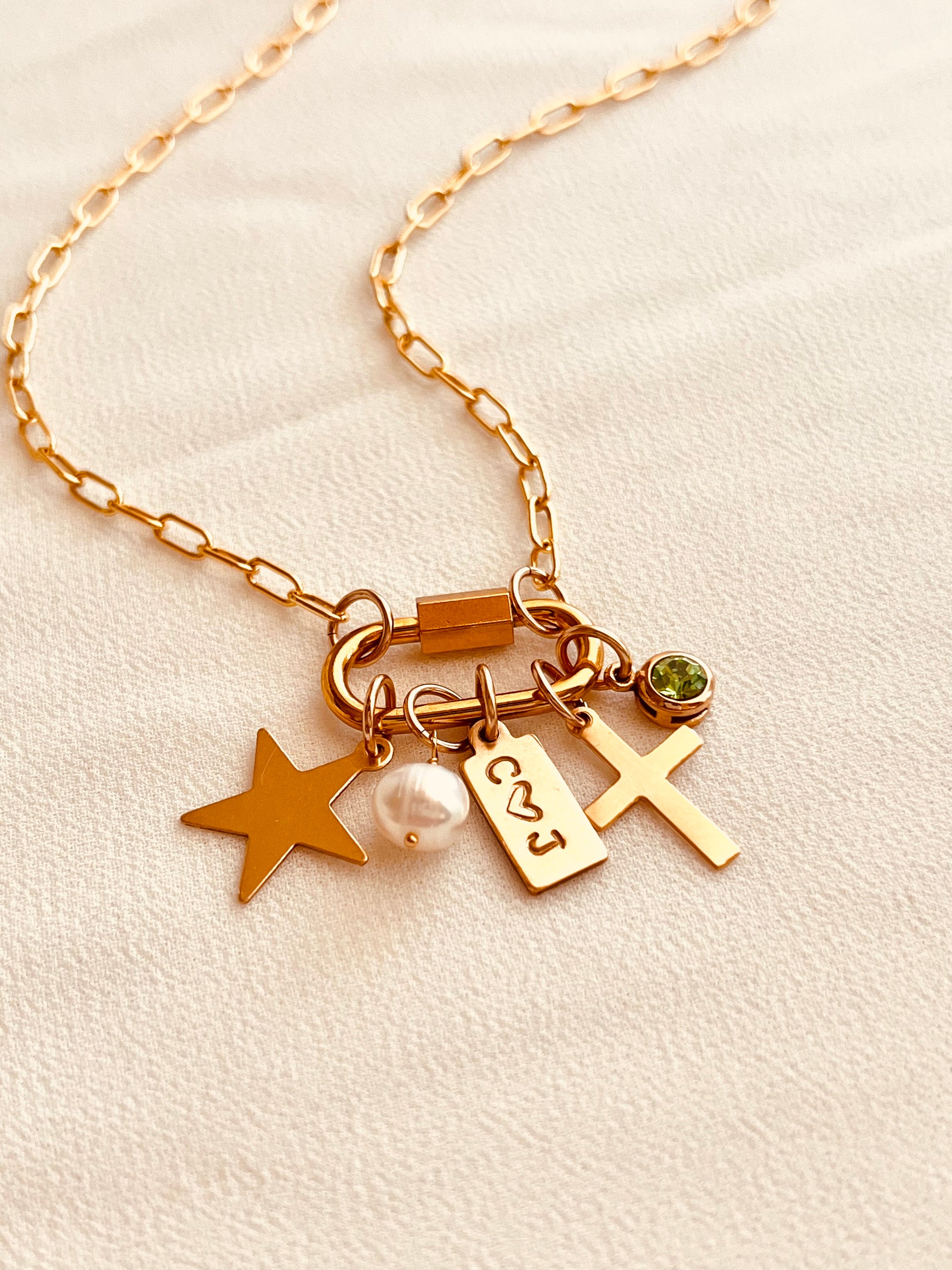 Gold charm necklace 