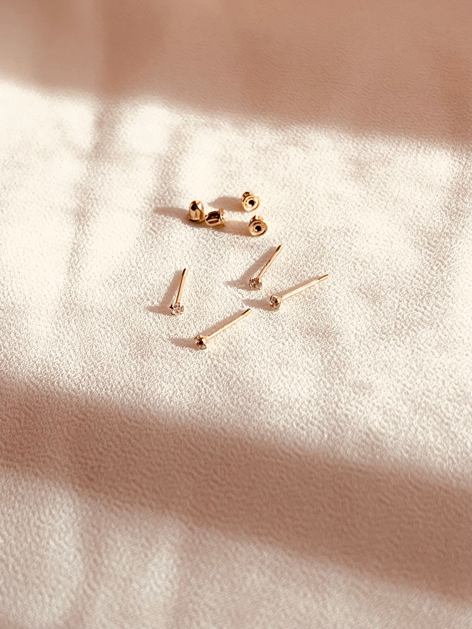 14k solid gold earrings, tiny gold studs, 2mm CZ studs, screw back earrings, minimal earrings, everyday earrings, small gold earrings, girls earrings, kids earrings, sleeper earrings, dainty gold studs, hypoallergenic earrings, stacking earrings, minimalist jewelry, timeless earrings