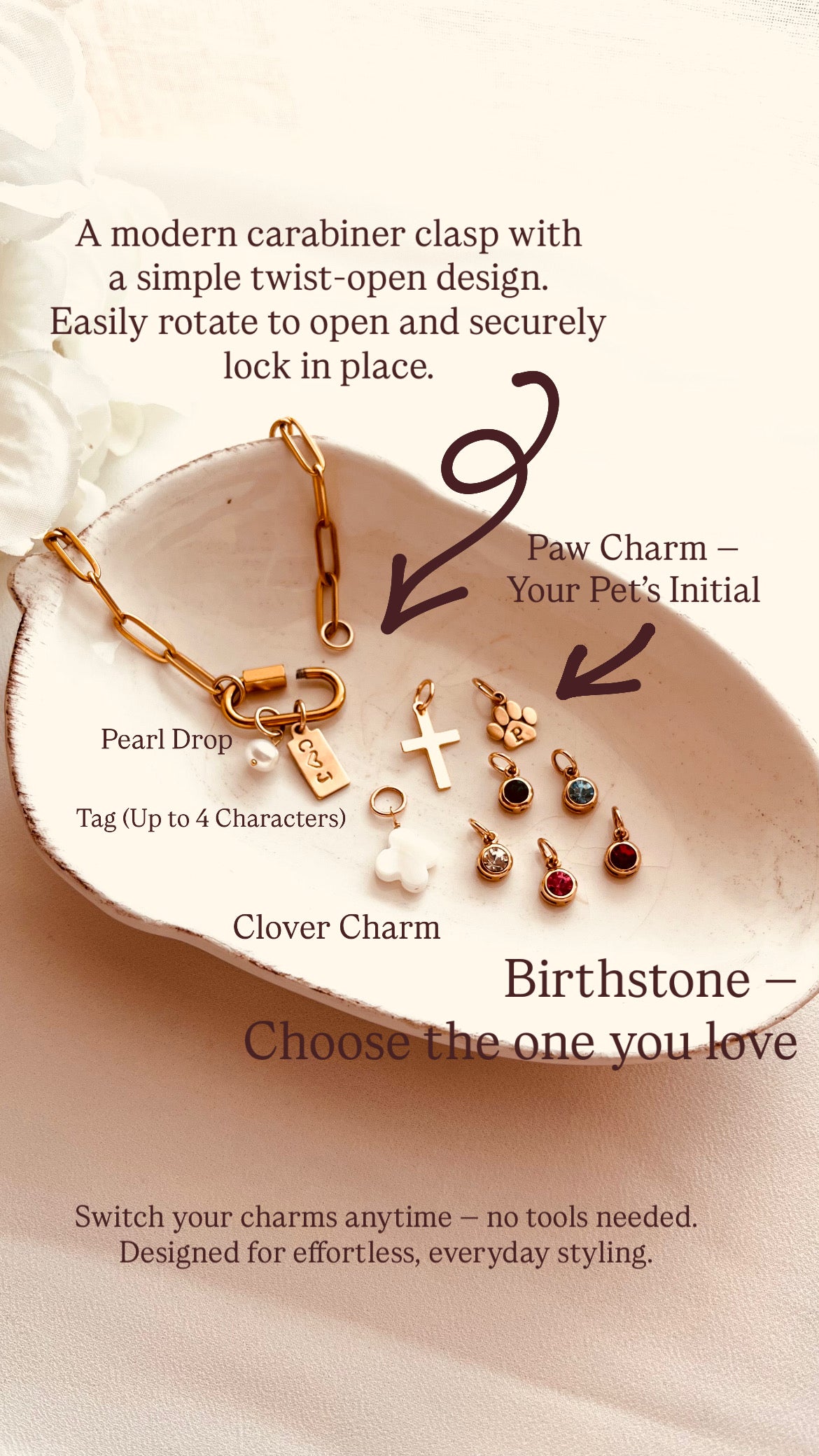 Charm Link Bracelet | Build Your Story | Everyday Charm Bracelet | 
Waterproof | Gift For Her