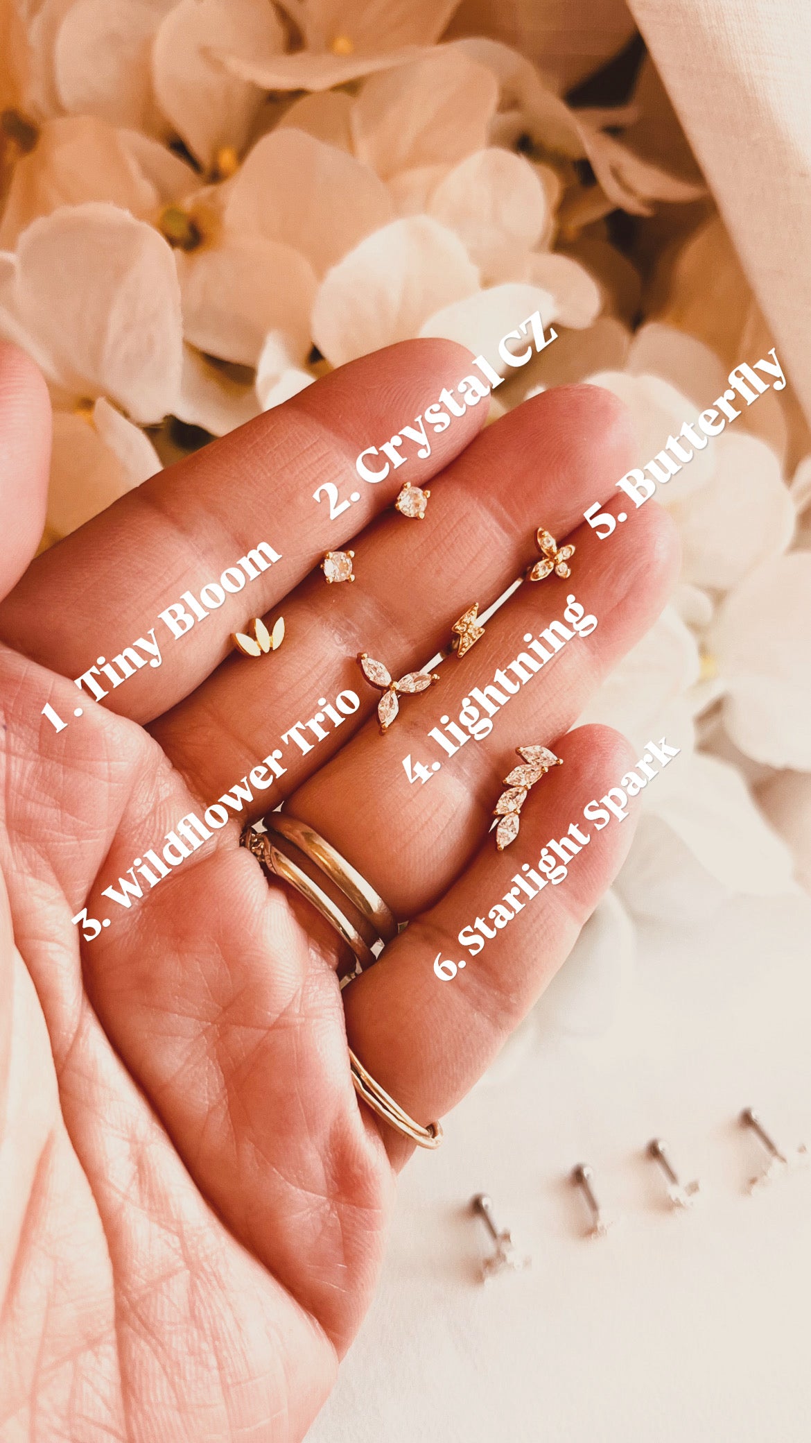 Dainty Gold Stud Earrings Set | Mix & Match Screw-On Back | Everyday Sleep-In Earrings