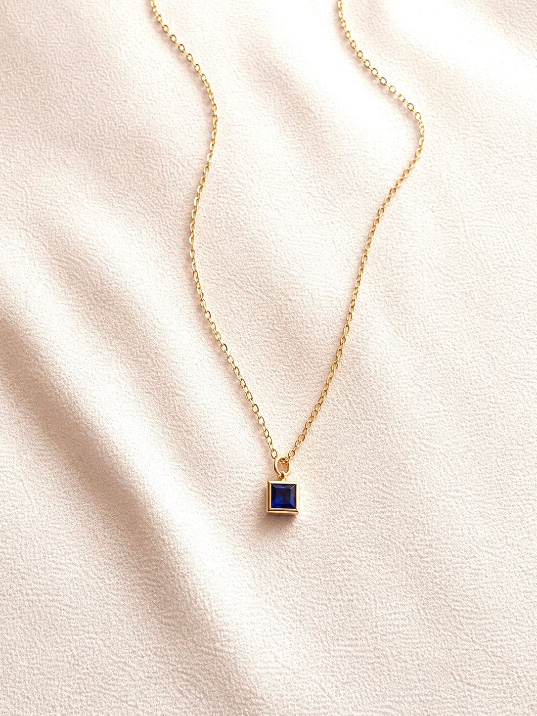Tiny Sapphire Necklace | September Birthstone | 14K Gold Filled