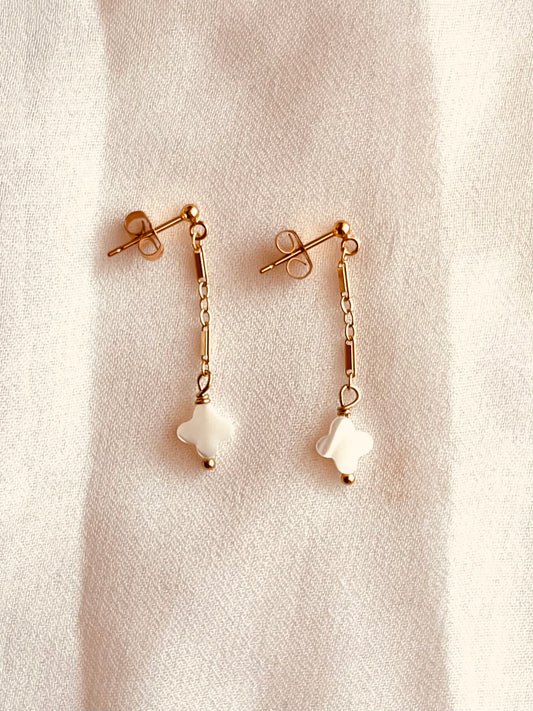 Mother of Pearl Clover Drop Earrings