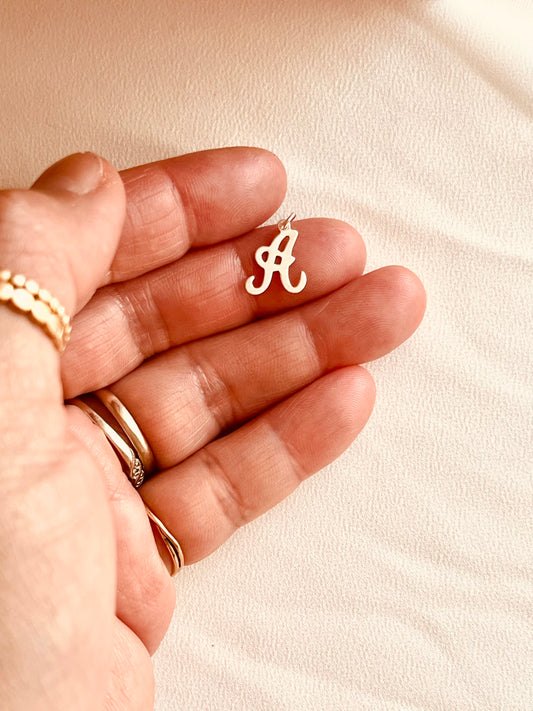 Script Initial Charm | Personalized Letter Pendant |Sterling Silver | Add-On Charm