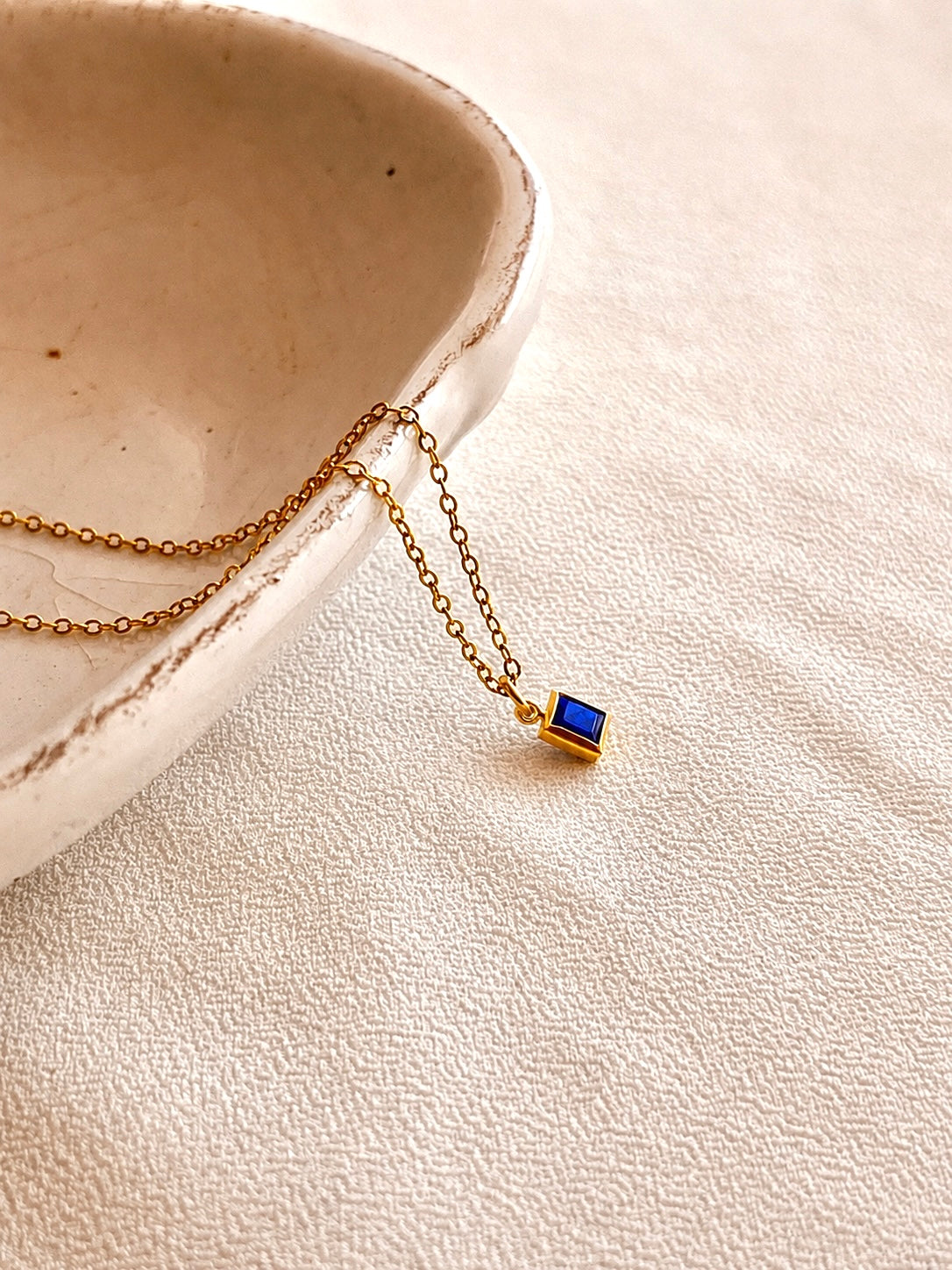 Tiny Sapphire Necklace | September Birthstone | 14K Gold Filled