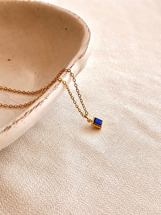 Tiny Sapphire Necklace | September Birthstone | 14K Gold Filled