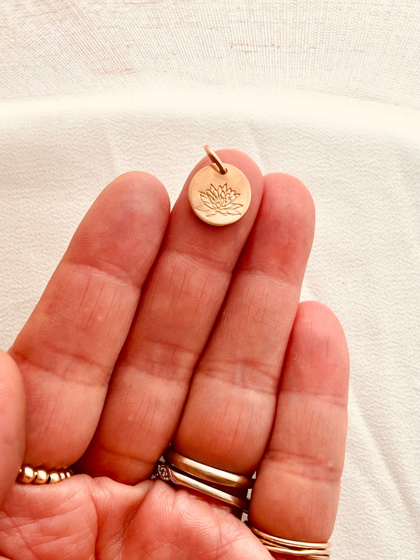 Personalized Birth Flower Charm 11mm | 14K Gold Filled or Sterling Silver