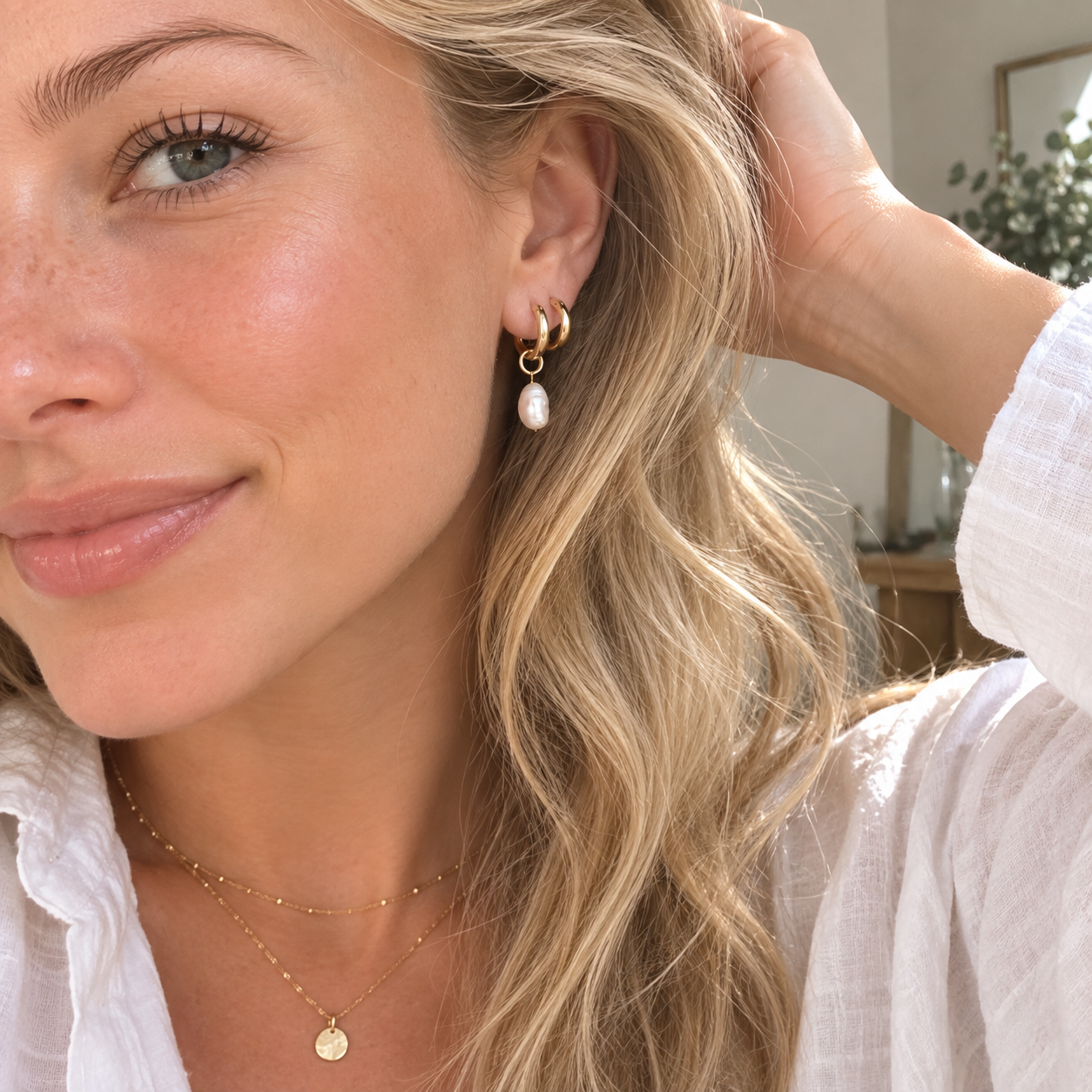 Freshwater Pearl Charm Add-On | Baroque Pearl Necklace & Hoop Earring Charm | 14K Gold Filled or Sterling Silver