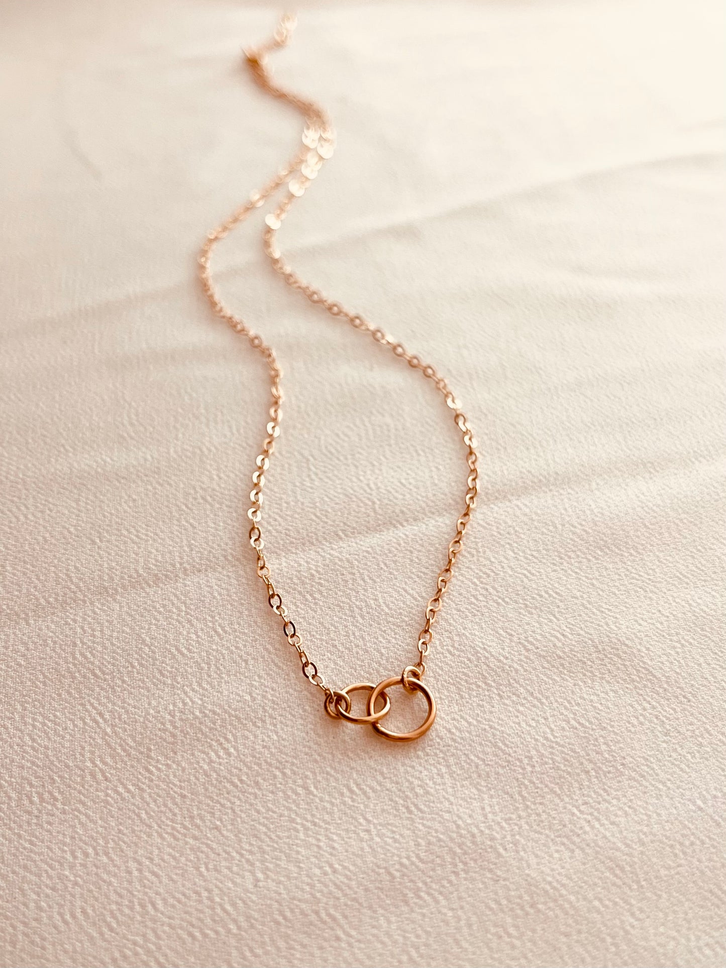 14K Solid Gold Connected Links Choker Necklace, Minimalist Jewelry, Meaningful Gift for Her