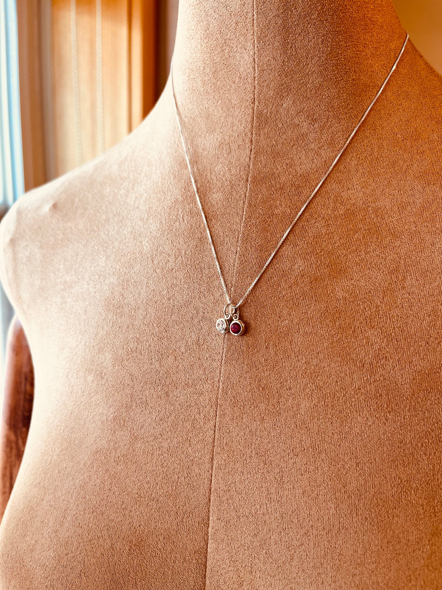 Sterling Silver Birthstone Necklace, Personalized Birthstone Pendant, Minimalist Everyday Necklace, Birthday Gift for Her
