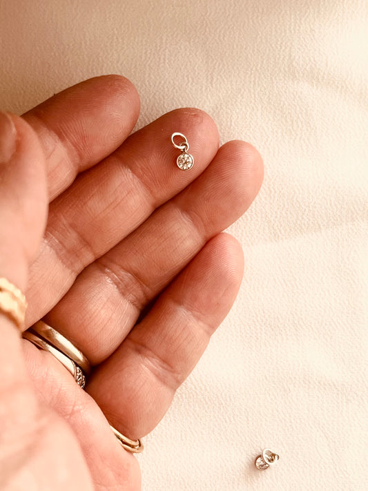 Sterling Silver CZ Drop Charm | Tiny Cubic Zirconia Dangle Charm for Bracelet or Necklace