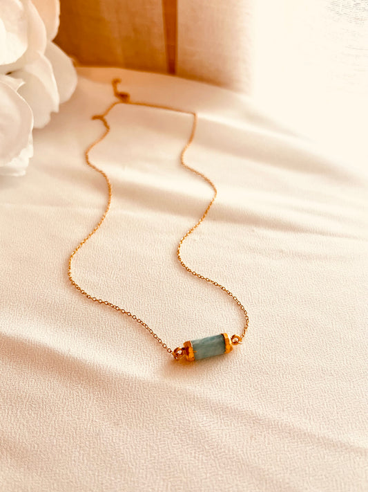Amazonite Bar Necklace, Minimalist Amazonite Necklace, Natural Gemstone Jewelry, Gift for Her