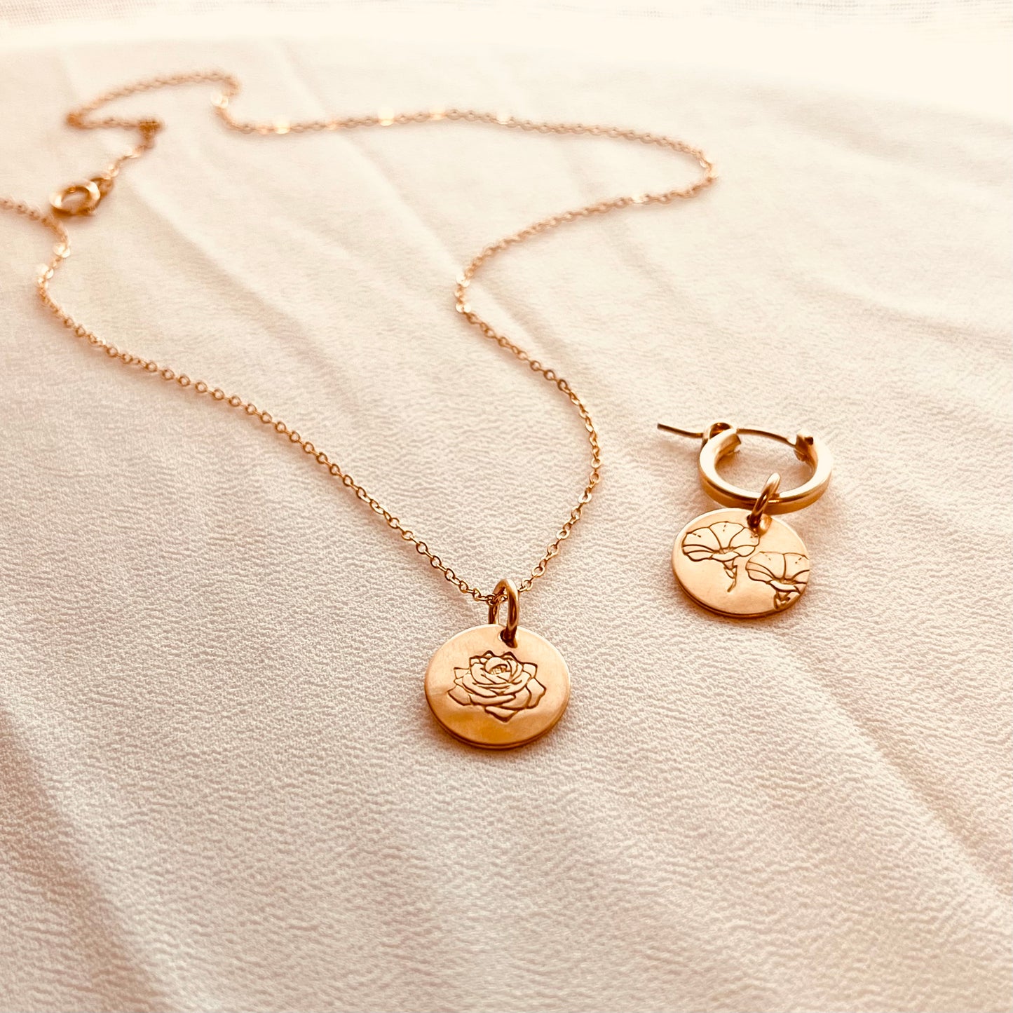 Personalized Birth Flower Charm 13mm | 14K Gold Filled or Sterling Silver